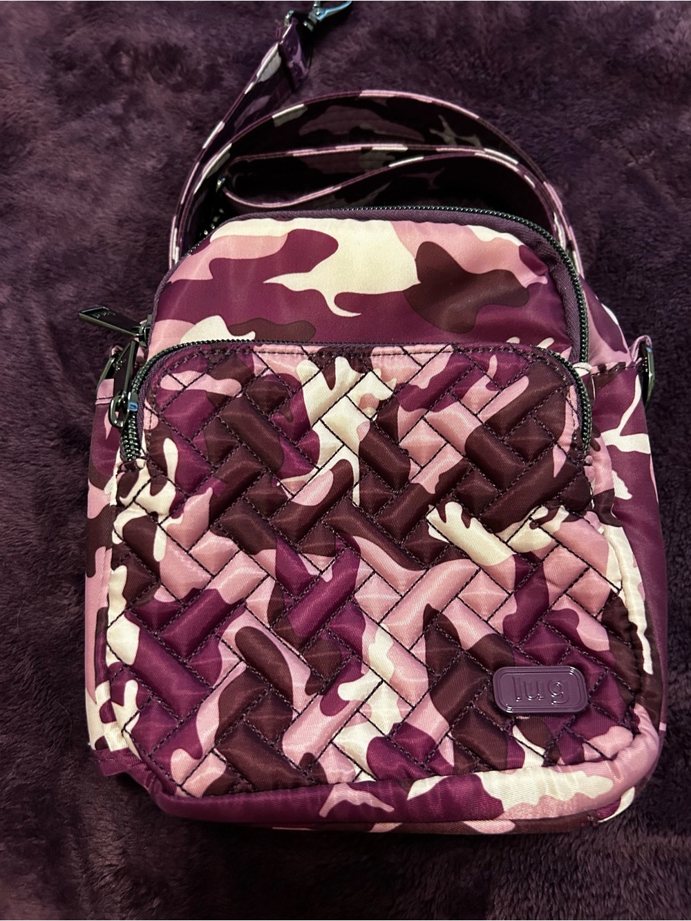 Lug Can Can Camo Purple crossbody bag purse
